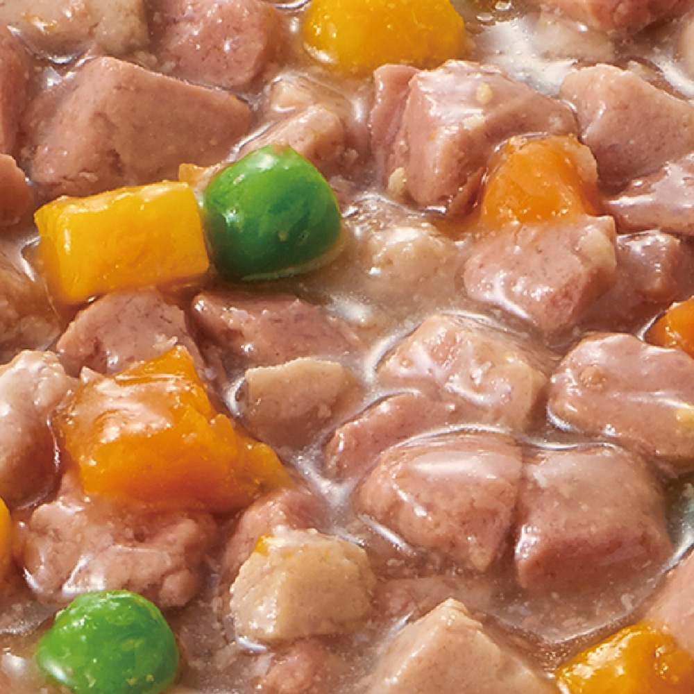 ナチュラハグレインフリー<br>ビーフ&チキン・ほぐしささみ・<br>緑黄色野菜入り　とろみスープ<br>13歳以上用