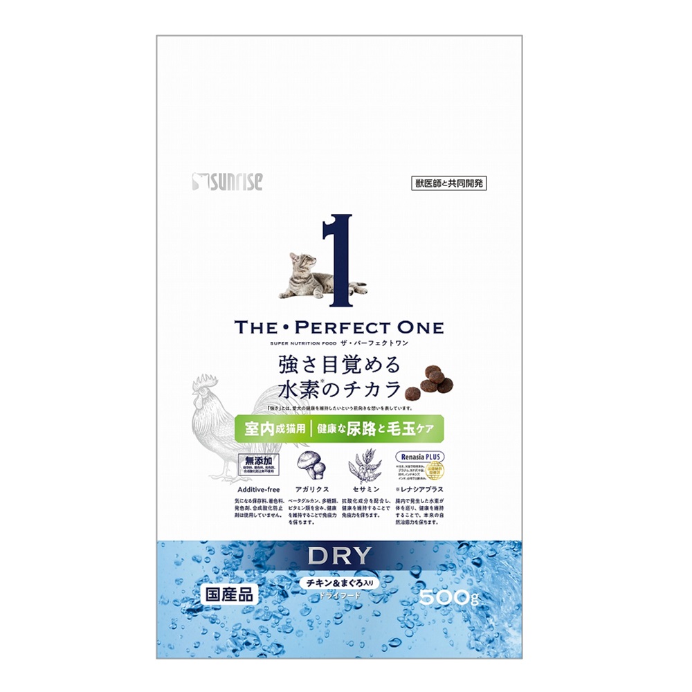 THE・PERFECT　ONE　ドライ <br>チキン＆まぐろ入り　室内成猫用<br>健康な尿路・毛玉ケア